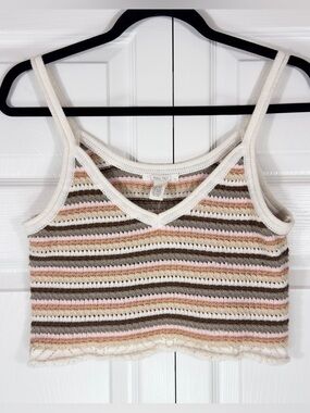 NEW Full Tilt Striped Crochet Tank Top